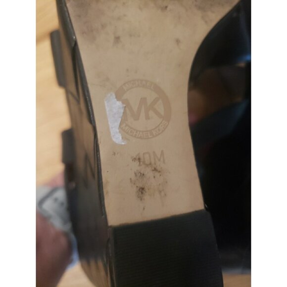 Michaell Kors Shoes Sandals Black Wedge Platform 10 Leather Strappy - Picture 13 of 13